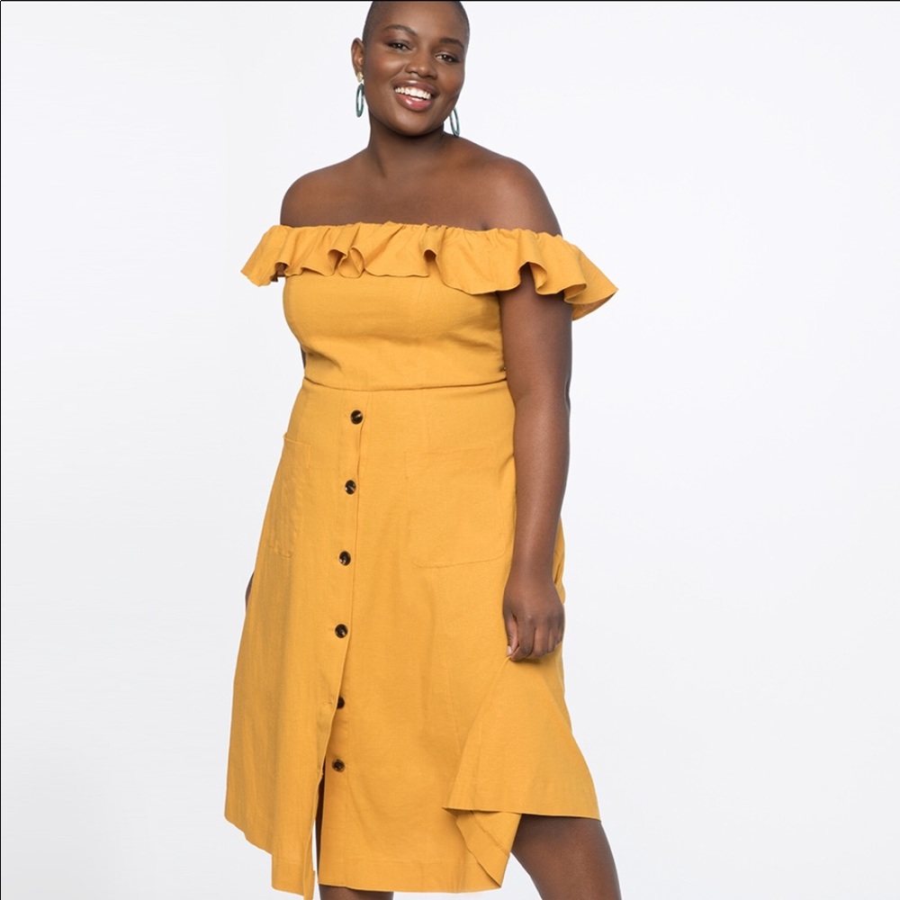 Eloquii Off the Shoulder Ruffle Dress